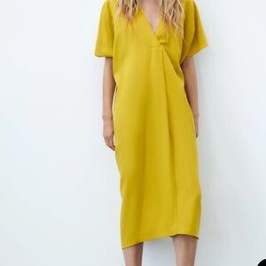 Elegant ZARA Yellow Midi Dress